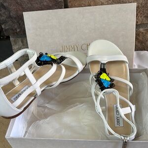 Jimmy Choo White and Blue Strappy Sandals sz 38